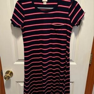 Mossimo Supply Co. Blue and Pink Mini Dress Casual Short Sleeve